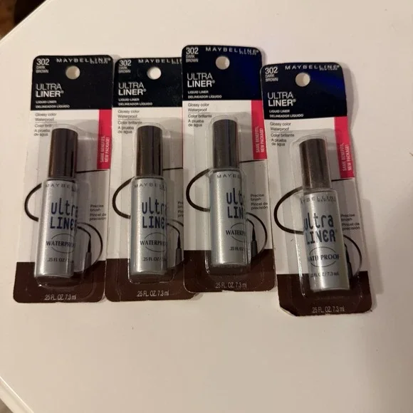 4 X Pack Maybelline Ultra Liner Waterproof Liquid Eye Liner Dark Brown 302 NIP - Picture 1 of 2